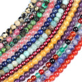 Round Colorful Semi-precious Gem Bracelet Necklace Jewelry Making Other Natural Stone Loose Beads for Jewelry Bracelet Making