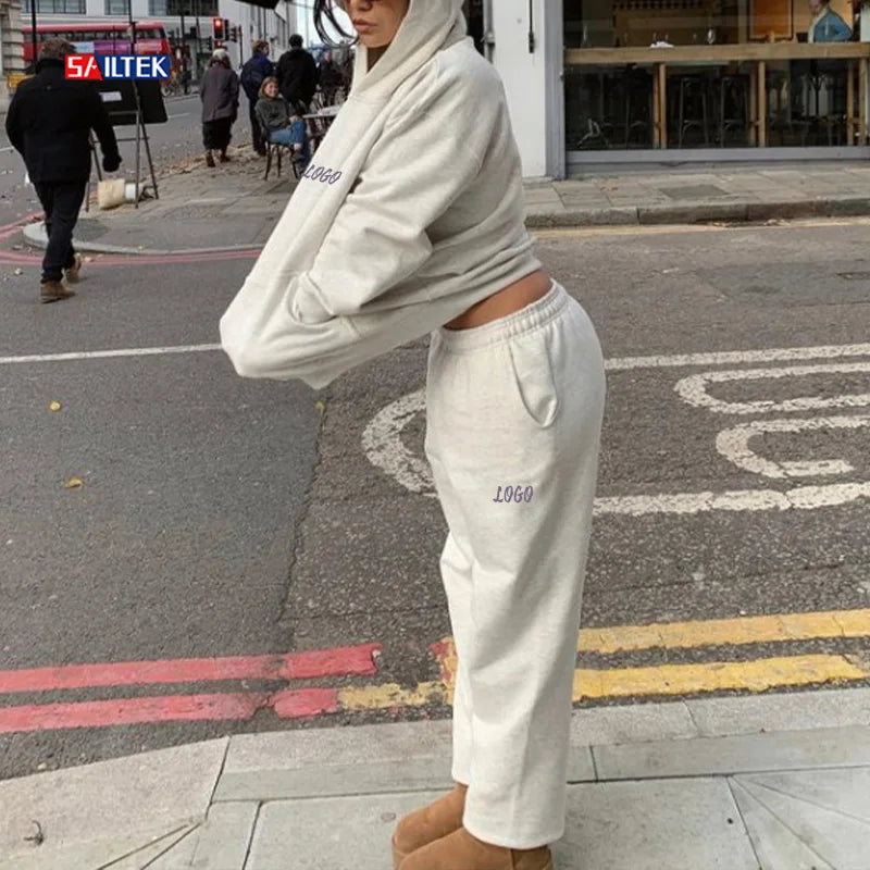 Women's Sports Suit Fall Winter Clothes for Women Custom Two Piece Jogger Sets Causal Sweatsuit Sets Hoodie and Sweatpants Set