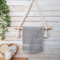 2025 New Customized Hand Towel Holder Boho Bathroom Decor Recycled Cotton Cord Wooden Holder W1569