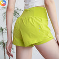 Women's Quick-Drying Elastic Waist Four-Way Stretch Spandex/Polyester Yoga Gym Shorts Pockets Solid Breathable Lightweight