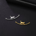 Cat Animal Connector Charms Stainless Steel Metal Simple Connector Jewelry Making Findings DIY Necklace Women Jewelry