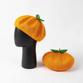 Wholesale Custom Spring Orange Leaves Mushroom Beret Cute Boina Cap Women Ladies Wood Beret Hats