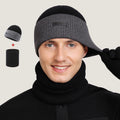 Fashion Man Thermal Knitted Hat Gloves Cycling Warm Winter Beanie Scarf Hat Set