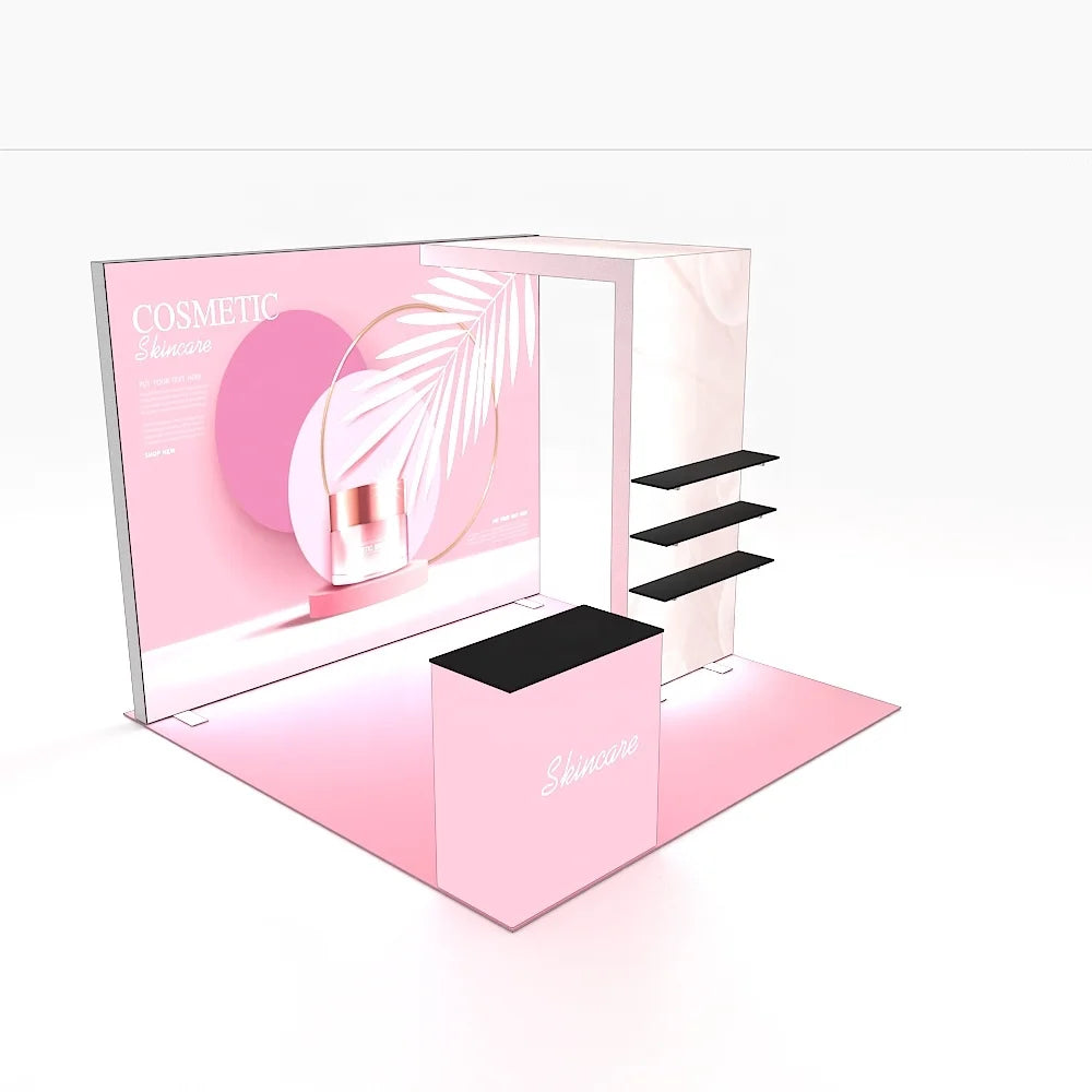 10x10 Custom Aluminum Tool Free Portable LED Backlit Backdrop Arch Shelf Display Exhibition Booth