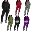 Women's Custom Blank Long Sleeve Hoodies Pants Set Pocket Fall Winter Wholesale Two-Piece Casual Knitting Tracksuit Button