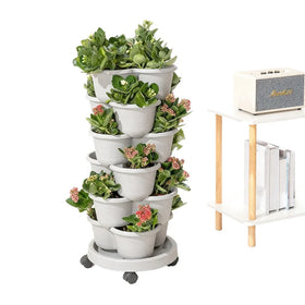 Hanging Hourleey Vertical Oasis 5 Tier Stackable Garden Strawberry Planter for Flowers Vegetables Succulents