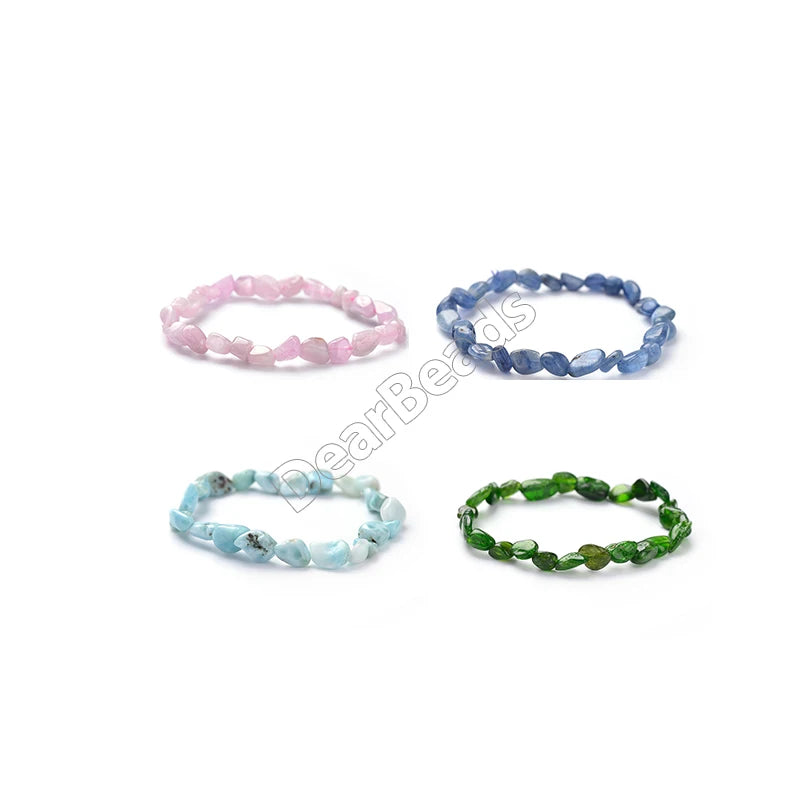 Natural 5-8mm Kyanite Pink Opal Kunzite Beaded Bracelets Healing Crystal Gemstone Nugget Bracelet for Women Mens Girls