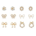 Women's Fashion 925 Silver Pin Bridal Diamond Stud Earrings with Pearl for Wedding Party Gift
