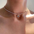Wholesale Turkish Eyes Women Jewelry Gold Iced Retro Simple Devil Eye Rhinestone Claw Clavicle Tennis Chain Evil I Eye Necklace