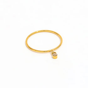 High End 18K PVD Gold Plated Mini Zirconia Dangle Ring Stainless Steel Women Ring Tarnish Free Fashion Jewelry