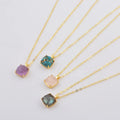 Gold Plated Cushion Amethyst Women 925 Sterling Silver Real Gemstone Moonstone Crystal Necklace