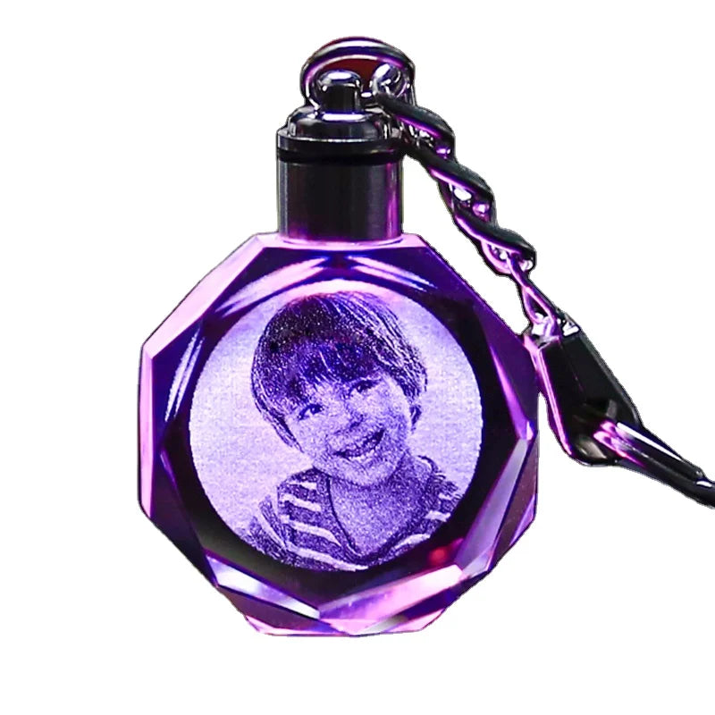 Honor of Crystal Wholesale Custom 3d Laser Engraving Led Light Keychain Crystal K9 Crystal Custom Car Logo Keychain