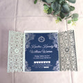 Elegant Navy Blue Personalized DIY Wedding Paper Invitation Set Silver Foil RSVP Cards & Envelopes with Music Style