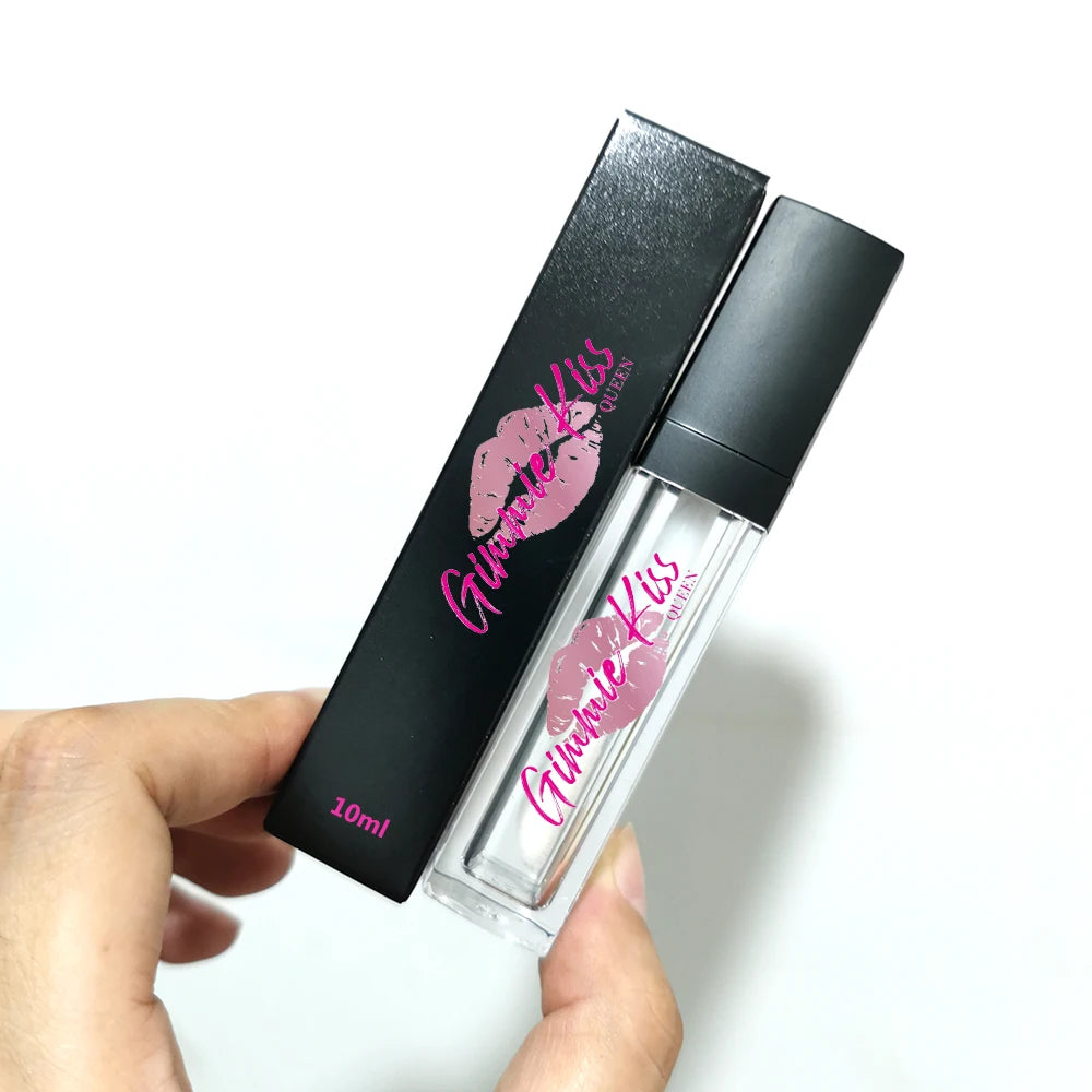 10ml Big Wand l Lip Gloss Container Big Brush Empty Cosmetics Packaging with White Black Caps