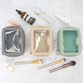 Custom Waterproof PU Leather PVC Transparent Zipper Clear Makeup Cosmetic Bags Cases