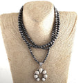 Fashion Boho Jewelry 3 Layer Gray Red Blue Drawing Navajo Pearl Necklace White Blue Red Turquoise Stone Moon Pendant Necklaces