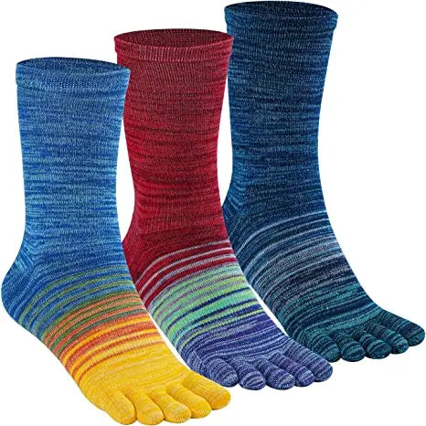 Women's Five-Finger Ankle Crew Running Socks Cotton with Animal Pattern Bottom Logo Placement
