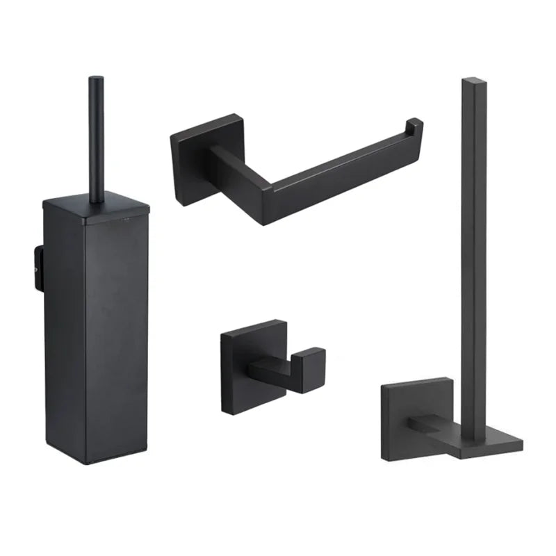 Modern Style Wall Mounted Bathroom Toilet Brush Holder 304 Stainless Steel Toilet Paper Tissue Rack 4 Sets Home Cleaning Brush