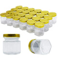 Mini 1.5oz 45ml Hexagon Glass Jars with Gold Lid for Cookie Candy Honey Jams Wedding Favors and Gifts