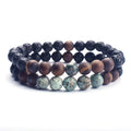 2022 Trendy Men's Bracelets Fashion Jewelry Handmade 8mm Matte Tiger Eye Wood Color Beads Geometric Shape for Anniversaries MegaBDM