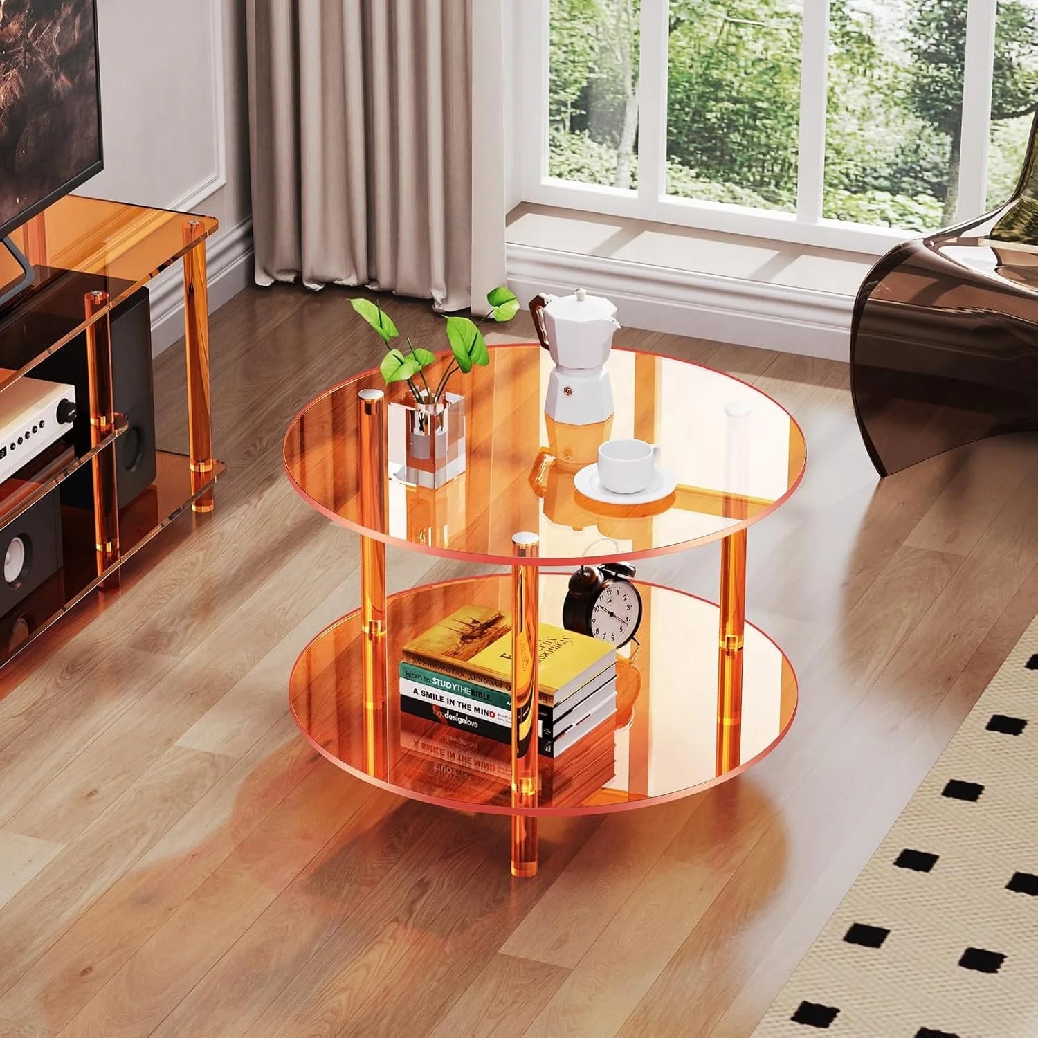 Manufacturer Factory OEM Customized Small Round Modern Coffee Table for Living Room Acrylic Coffee Table