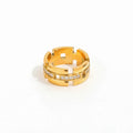 Joolim Stone Not Fall 18K Gold Plated Link Chain  CNC Zirconia Stainless Steel Chunky Band Statement Stainless Steel Rings
