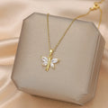 Luxury Stainless Steel Necklace Gold Butterfly Fashion Star Moon Pendant Women Jewelry and Accessories
