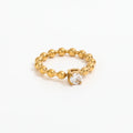 High End 18K Plain Gold Zirconia Bead Rings Stainless Steel Trendy Simple Gold Plated Jewelry