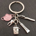 Promotion Toothbrush Toothpaste Floss Teeth Tooth Pendant Metal Key Rings Key Chains Dentist Nurse Doctor Dental Health Keychain