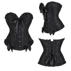 Good Price Waist Trainer for Women Gothic Style Black Lace up Korset Pour Femme Corset