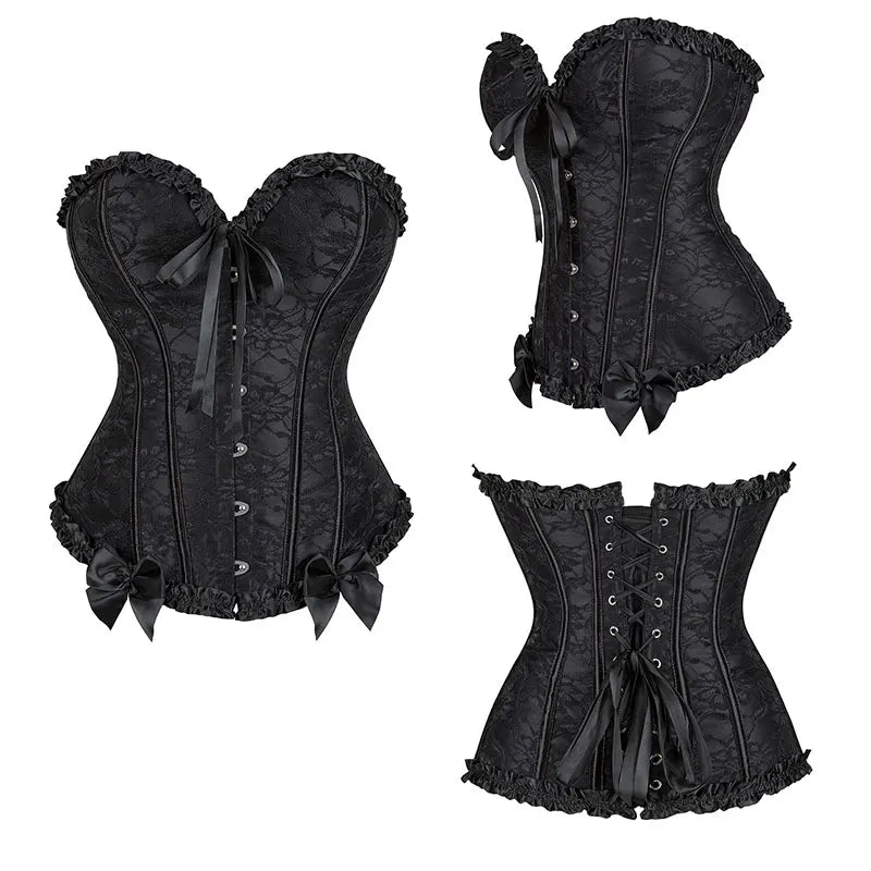 Good Price Waist Trainer for Women Gothic Style Black Lace up Korset Pour Femme Corset