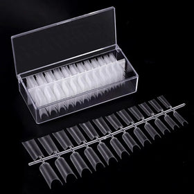 24pcs/Box French Style Finger Press-On Nails ABS Coffin Oval Square Semi-Frosted Full Cover UV Gel Tips Capsule Extension Tool