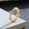 Engagement Gift Gold Plated Stainless Steel Hollow Rings Twist DNA Helix Rings