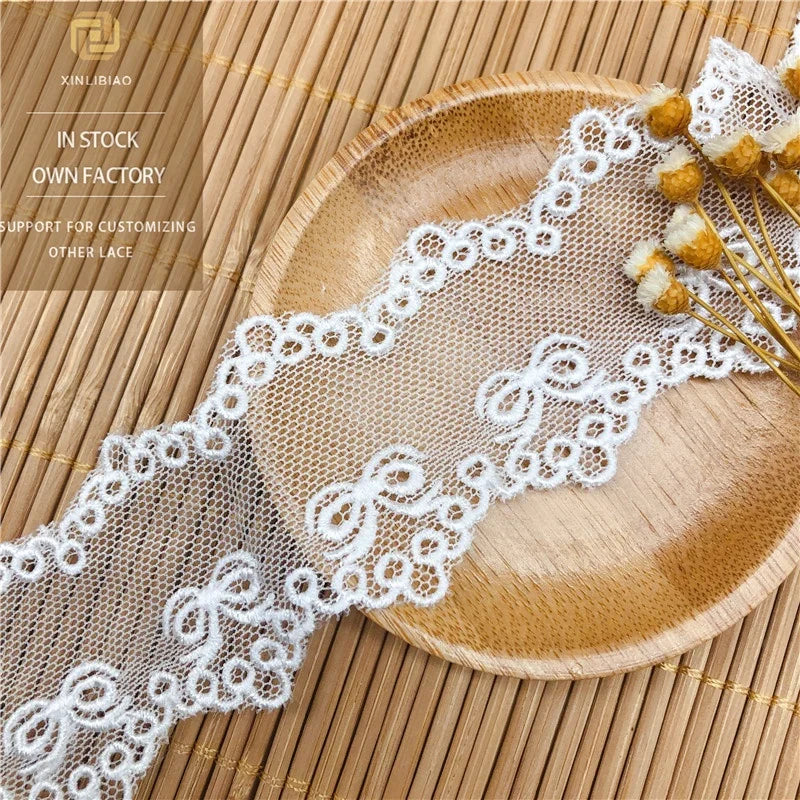 Lolita Double-Sided Bow Lace Trim Netting Embroidery Polyester Thread Children's Clothing Accessories Ready-to-Ship Shoes Bags
