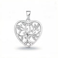 Rhodium Plated Tree of Life Design Locket Pendant Cubic Zirconia Memorial 925 Sterling Silver Heart Photo Locket Pendant Jewelry