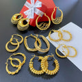 Wholesale Fashion Cheap Simple Hypoallergenic Twisted18K Gold Plated CC Hoop Earrings Women