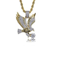 DUYIZHAO Hip Hop Pendant Iced Out Eagle Pendant Brass Gold Plated Micro Set Zircon Pendant Jewelry With 3mm 24inches Rope Chain