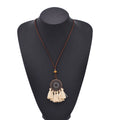 Long Leather Chain Pendant Necklace Bohemian Thread Tassel Pendant Necklaces for Women Boho Ethnic Party Jewelry