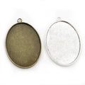 30x40mm Inner Size Double Side Oval Pendant Bezel Trays Cabochons Blank Base Setting DIY Jewelry Making Findings