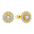 925 Sterling Silver Stud Earrings Gold Bezel CZ Flower Studs Designer Luxury Drop Earrings