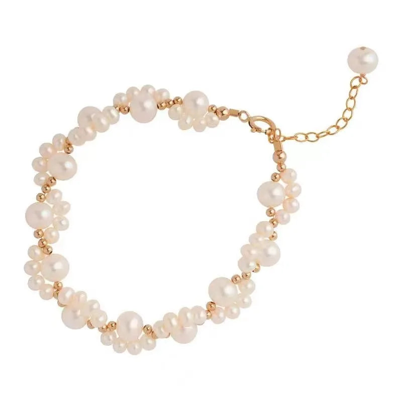 DS Wholesale  2022 New Fashion Crystal Cat Claw Bracelet Hand Woven Pearl Bracelets