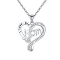 New Product S925 Silver Heart Name Necklace 925 Silver Mother Daughter Necklace 'I Love You Mom' Animal Pattern Rose Gold