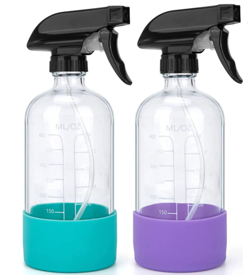 16oz Glass Spray Water Bottle Cup Bottom Silicone Cover Case Boot Sleeve