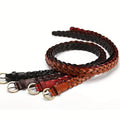 Manufacturer Hot Sale Factory Vintage Braid Leather Punk Solid Color Jeans Pants Belt Classic Round Pin Buckle Belt for Women