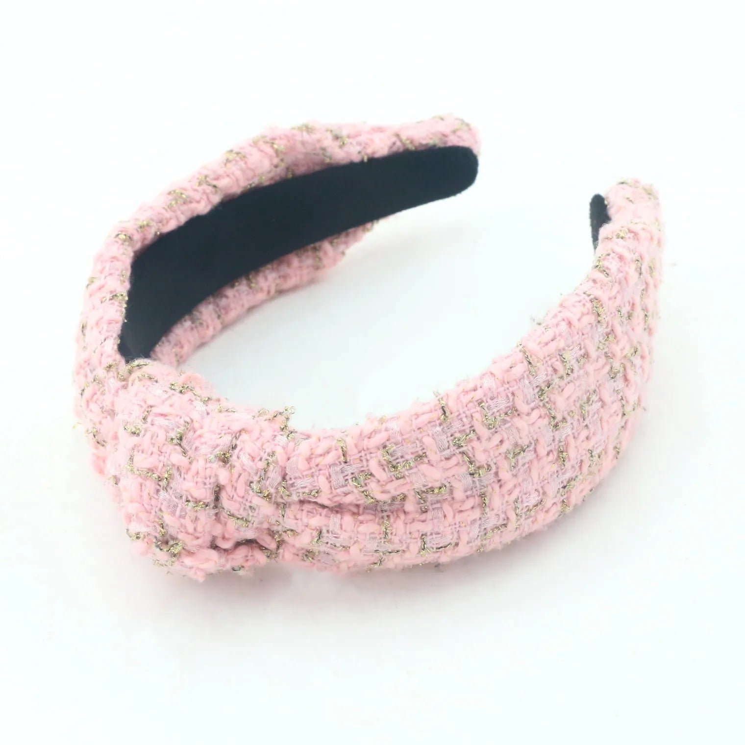 Hot Selling Designer Flower Full Diamond Gingham  Tweed Custom Glitter Sequins Sweet Headbands