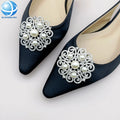 White Pearl Crystal Removable Shoe Clip Gold Silver Shoe Buckle for Elegant Women High Heels Wedding Shoes Decor Accessories