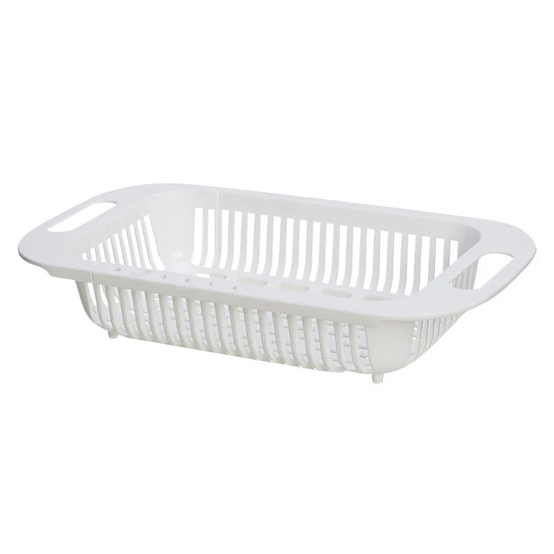Space Saving Adjustable Kitchen Wash Vegetable Fruit Expandable Drain Basket Extendable Over Sink Colander Strainer Basket