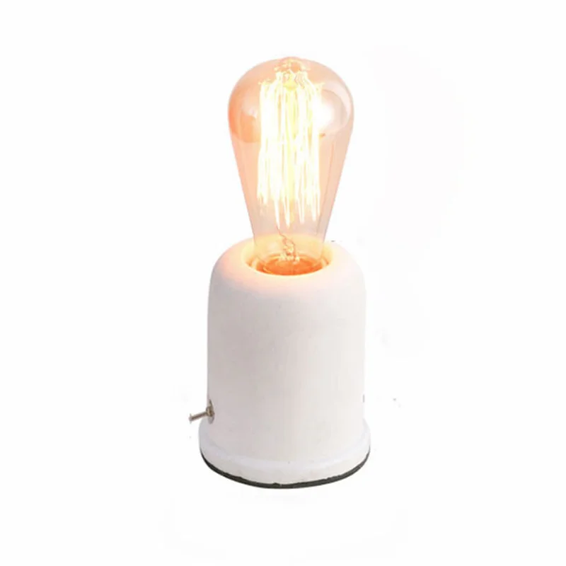 Concrete Bedside Table Lamp with Light Bulb