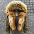 Hot Sale Bomber Jacket Coat Winter Cropped Fox Fur Parka Women With Fur Collar