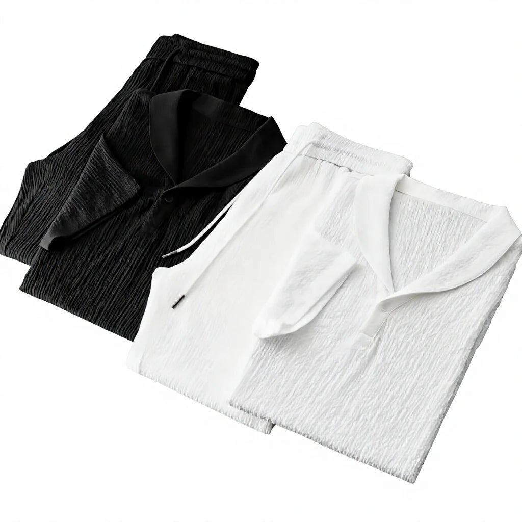 Bangladesh China Factory Price Custom Logo Embroidery Summer Polo T Shirt and Pants Set Casual T Shirt and Long Pants Sets MegaBDM